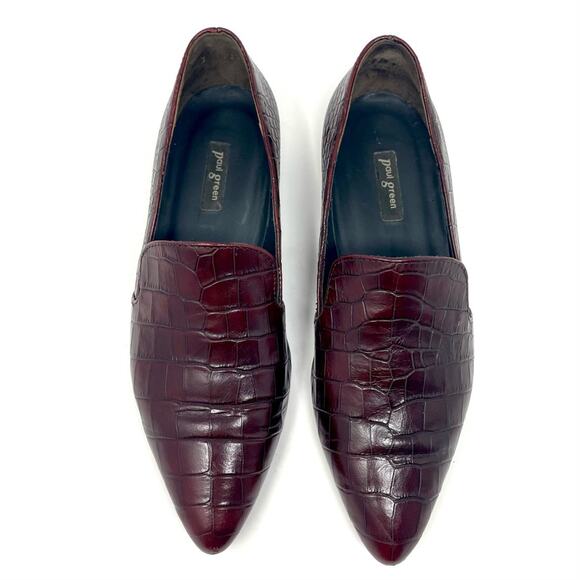 Paul Green Belinda Loafer Pointed Venetian Flat Burgundy Croc Women's 5.5 $375 - Picture 3 of 8
